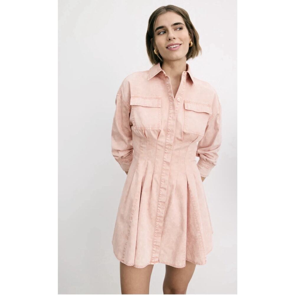 Denim Pleat Shirt Dress MICHAEL KORS Size S/P MSRP $ 198.00